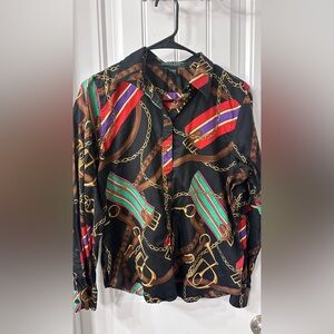Ralph Lauren Black Multicolor Chain Print Shirt